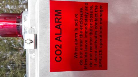 CO2 Alarm Signage Outside Enclosure
